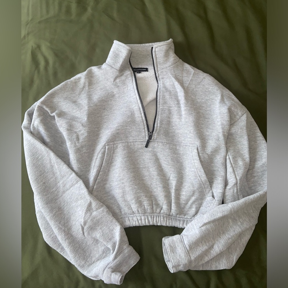 Cropped half zip sweater